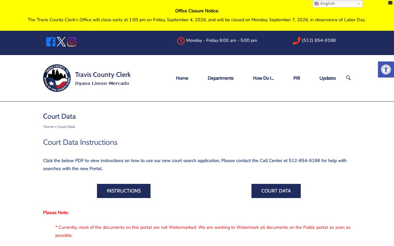Travis County court docket County Clerk portal